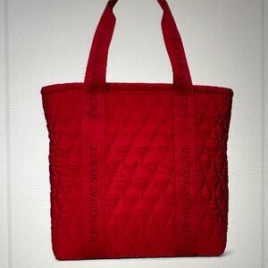 Victoria's Secret Red Quilted Tote Bag